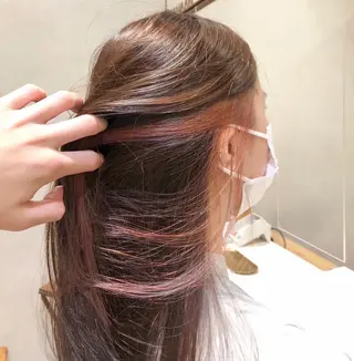 ミディアム カラー 艶透明感カラー/ ルーズパーマ/田中のヘアスタイル