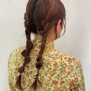 セミロング ヘアアレンジ ボブパーマ 🌷ヨシカワハナコのヘアスタイル