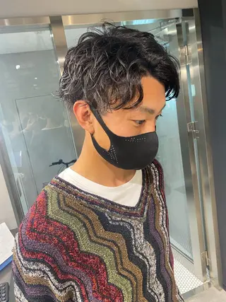 パーマ メンズ nishido ハイライト/パーマのヘアスタイル