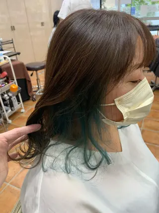 セミロング カラー フリーランス理美容師 いさかのヘアスタイル