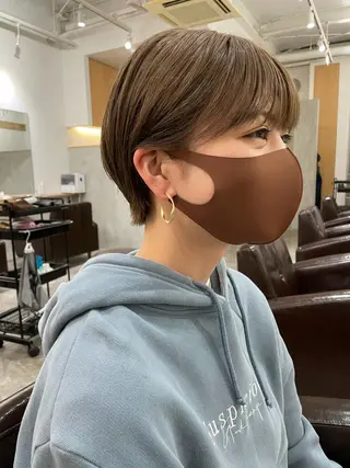 ショート カラー パーマ ヘアアレンジ メンズ キッズ ネイル マツエク・マツパ パーマ/透明感カラー /ボブ/吉田一生のヘアスタイル