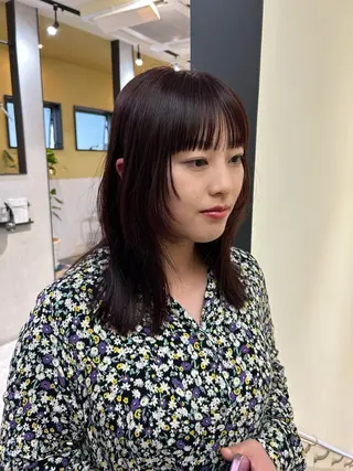 セミロング カラー hub hair レイヤー/透明感のヘアスタイル