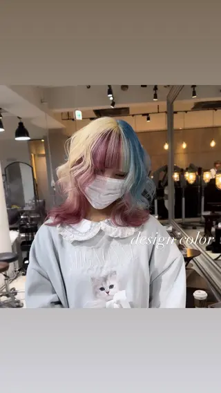 ミディアム カラー 💜ハイトーン💛 マジカルかいちゃんのヘアスタイル