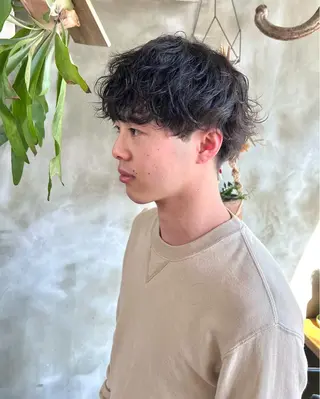 ミディアム パーマ メンズ 木村陸弥🌿似合わせ 再現性メンズヘアのヘアスタイル