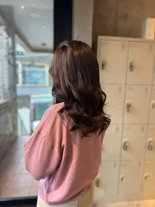 セミロング ヘアアレンジ 透明感カラー/赤み消 しカラー/もものヘアスタイル
