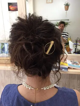 ミディアム カラー パーマ ヘアアレンジ 安陪 寛史のヘアスタイル