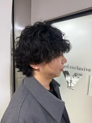 ミディアム パーマ メンズ メンズデザイナー/ 尾上数馬/桂駅前1分のヘアスタイル