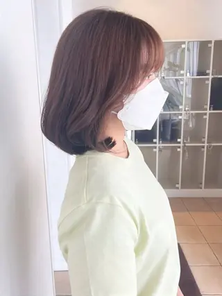 ミディアム パーマ 縮毛矯正、髪質改善 肘以上無料のヘアスタイル