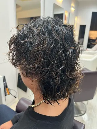 ミディアム パーマ メンズ 奥野 理香子のヘアスタイル