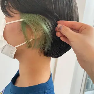 ショート カラー ヘアアレンジ あやめ【顔まわり/レ イヤー/柔らかカラ】のヘアスタイル