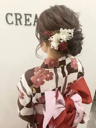 セミロング ヘアアレンジ ヘアセット❤️着付け Akaneのヘアスタイル