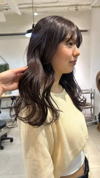 セミロング カラー じゅわっと暖色カラー 🍊Moemiのヘアスタイル