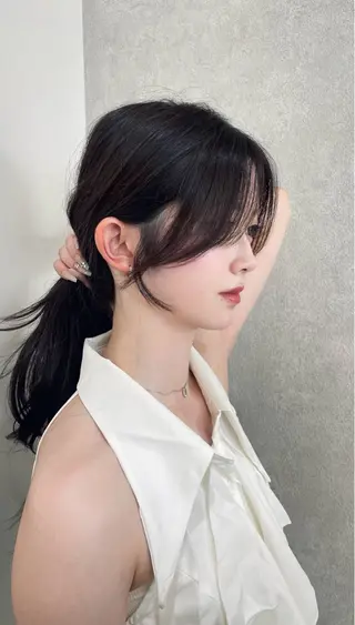 ロング ハッシュカット🖤✨ 顔周り/韓国ヘアのヘアスタイル