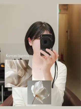 ショート カラー パーマ ヘアアレンジ メンズ 切りっぱなしヘアボブ ミディアムヘアRYOのヘアスタイル