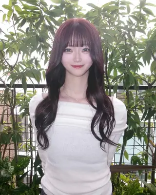 セミロング ハッシュカット🖤✨ 顔周り/韓国ヘアのヘアスタイル