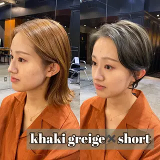 ショート カラー 透明感カラー🌿 グレージュ🐺陽介のヘアスタイル