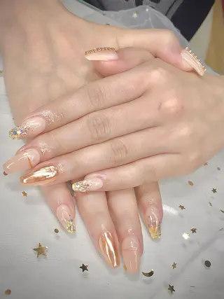 ネイル I-nailロング /ワンホン/キラキラのネイルデザイン