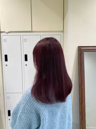セミロング カラー 垢抜け小顔レイヤー オリーブ/スミレのヘアスタイル