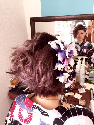ショート ミディアム セミロング ロング ヘアアレンジ 早朝✨ヘアセット 着付け/清水玲歌のヘアスタイル