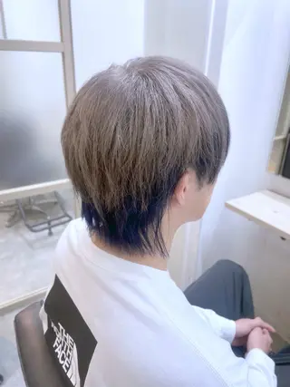 ミディアム カラー メンズ ☁️ケアブリーチ￤ ウルフ￤Shioriのヘアスタイル