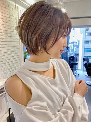 ショート カラー ✨コテ巻き風パーマ ✨川合佑哉のヘアスタイル