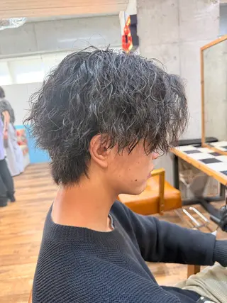 ミディアム パーマ ヘアアレンジ メンズ レイヤー/髪質改善/ メンズ/北 啓吾のヘアスタイル