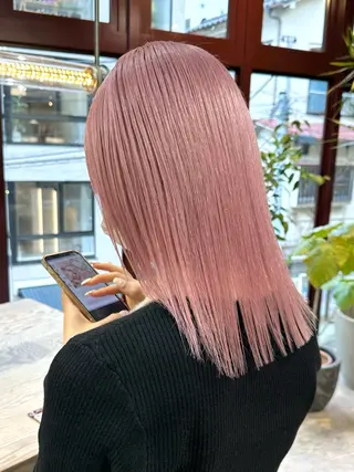 セミロング カラー ササキカズマ〻透明感 〻色落ち〻赤み消しのヘアスタイル