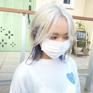 ミディアム ハイトーンカラー🌈 メンズパーマ鈴木康平のヘアスタイル