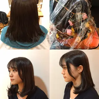 セミロング パーマ 福井 稜平のヘアスタイル