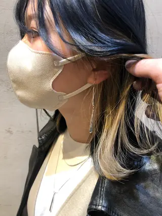 ミディアム ブリーチなしダブル カラー縮毛矯正 下野のヘアスタイル