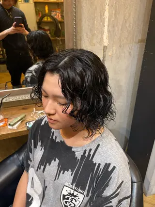 ミディアム パーマ MIRAI 編み込み/エクステのヘアスタイル