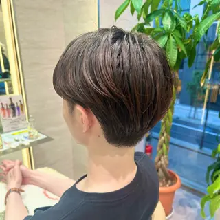 ショート パーマ メンズ オリーブカラー/みづ き/ボブパーマ🤍のヘアスタイル