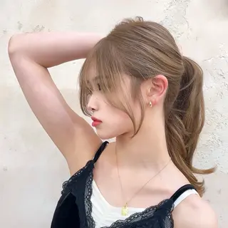 ロング カラー ブリーチなし 透明感カラー/艶髪のヘアスタイル