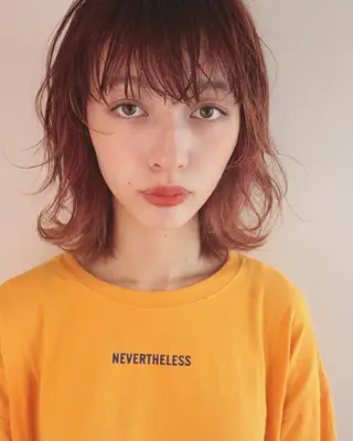ミディアム カラー パーマ 安村 美奈のヘアスタイル