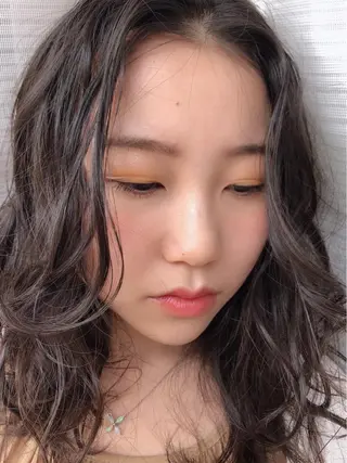 セミロング ヘアアレンジ 【ピンク/韓国ヘア/ ヘアセット】亜海のヘアスタイル