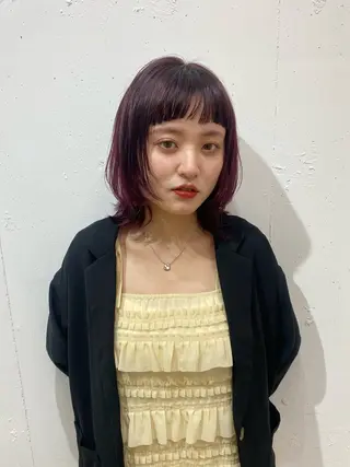 ミディアム カラー 似合わせレイヤー、 透けカラー/杉本花のヘアスタイル