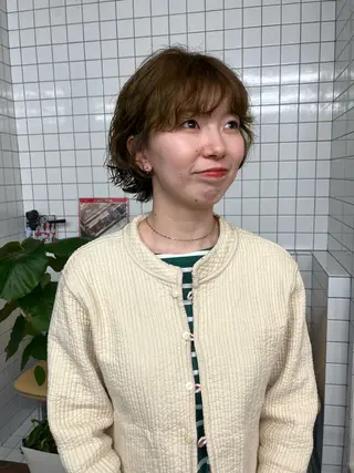 ショート カラー パーマ ボブパーマ/パーマ ウルフパーマのヘアスタイル