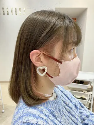 ミディアム カラー 透明感カラー 田中 有乃のヘアスタイル