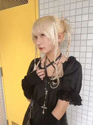 ロング カラー ヘアアレンジ メンズウルフ🐺♡ ブリーチ♡ヘアメ🎀のヘアスタイル
