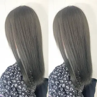 セミロング カラー 透明感カラー🪿🤍 顔まわりカットのヘアスタイル
