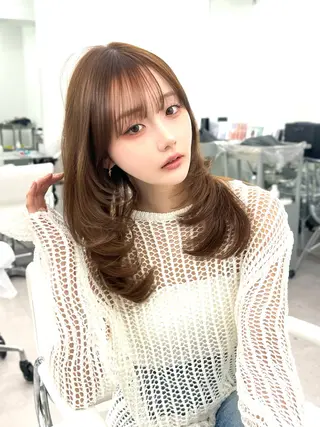 ミディアム カラー 透明感カラー✨🩵 韓国ヘアkanatoのヘアスタイル