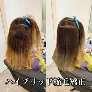 セミロング カラー パーマ ブリーチ縮毛矯正/ デサキ ショウヘイのヘアスタイル