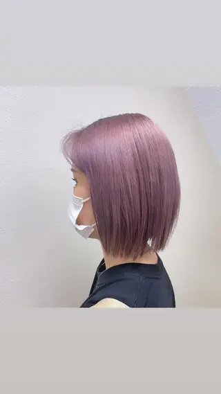ミディアム カラー パーマ ヘアアレンジ メンズ キッズ ネイル マツエク・マツパ 切りっぱなしヘアボブ ミディアムヘアRYOのヘアスタイル