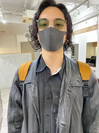 ミディアム パーマ メンズ 森貴裕/ベージュ/ パーマ/オリーブのヘアスタイル