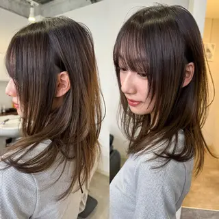 ミディアム カラー 縮毛矯正 髪質改善寺坂雄飛💐のヘアスタイル