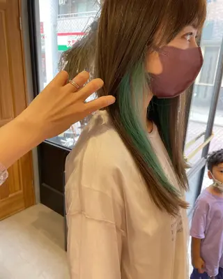 セミロング 暖色カラー🍊 ボブ🌿顔周りcutのヘアスタイル