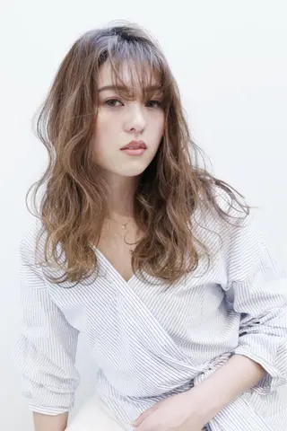 セミロング カラー 髪質改善/イルミナ/ 城崎のヘアスタイル