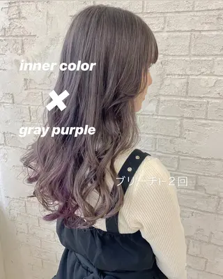 ロング カラー オリーブ/アッシュ やわらか透明感カラーのヘアスタイル