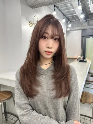 ロング カラー パーマ レイヤーカット/韓国 🤎きのした いちかのヘアスタイル