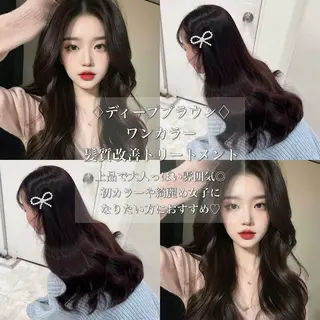 ロング カラー 韓国風艶髪🎀 暖色カラー🤍のヘアスタイル